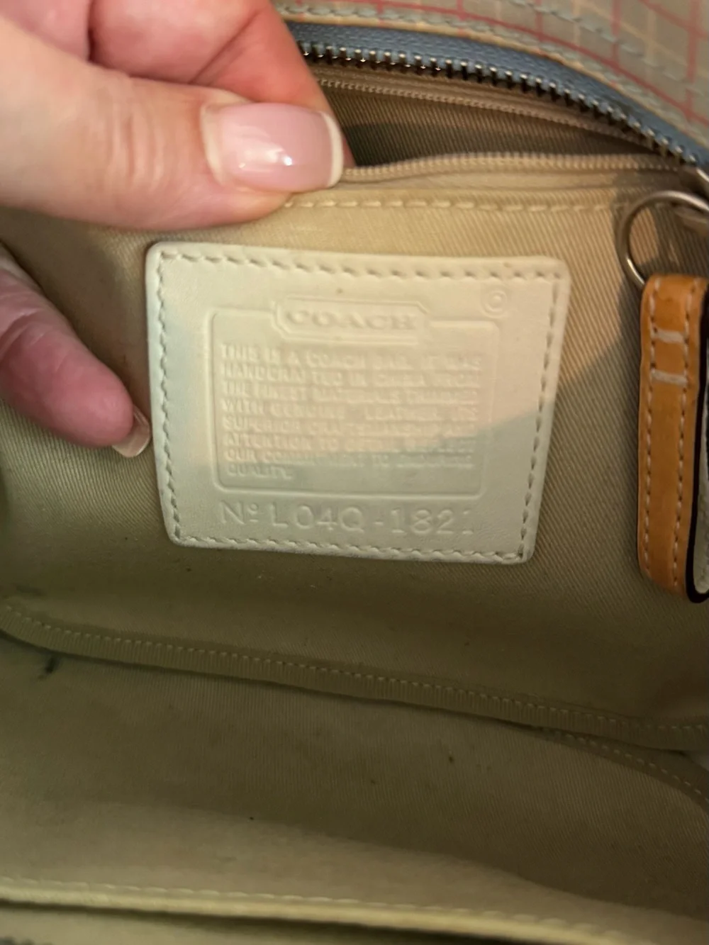Coach Plaid Tote with Tan Leather Trim